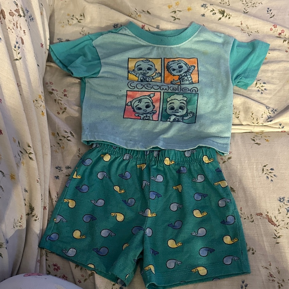 Cozy Cartoon Kids Pajama Set - Teal and Blue